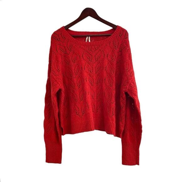 Anthropologie Sweaters - by Anthropologie Red Pointelle Knit Sweater Size XL New OB1773429